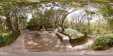 Empty Fountain In Garden Setting