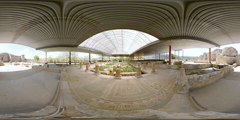 Ancient Ruins And Garden Under Roof