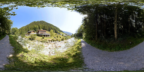 Alpine River Houses On Other Side