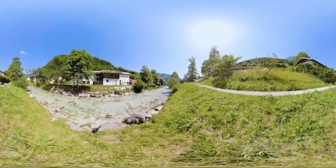 Alpine River In Bavarian Village