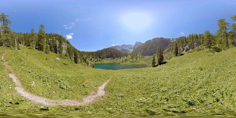 View Onto Green Alpine Lake