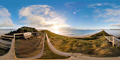 Sunrise On Viewing Platform Overlooking The Ocean - Long Version