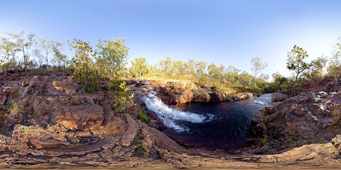 Waterfall Into Swimming Pool