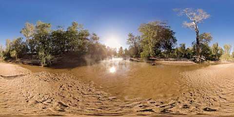 Steam Rising In Tropical Rainforest Creek