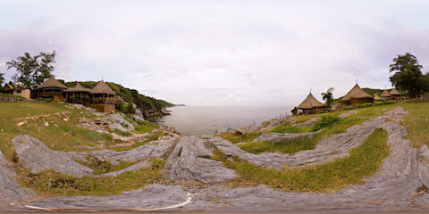 Bamboo Huts With Fisherman