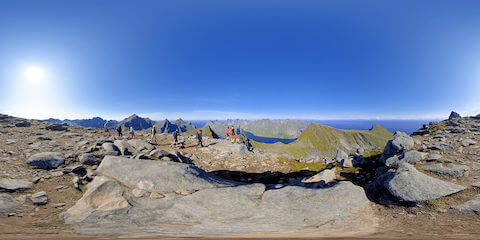 Hikers Arrive At Top Of Mountain