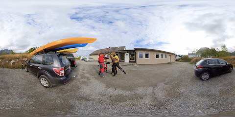 Hostel Guests Prepare For Kayaking