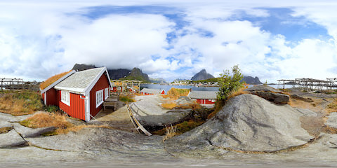 Traditional Rorbuer Wood Cabins In Reine Fishing Village