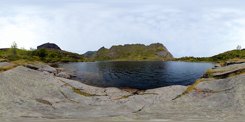 Peaceful Mountain Lake Scenery On Overcast Day