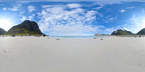 Norwegian Beach In Picturesque Mountain Landscape