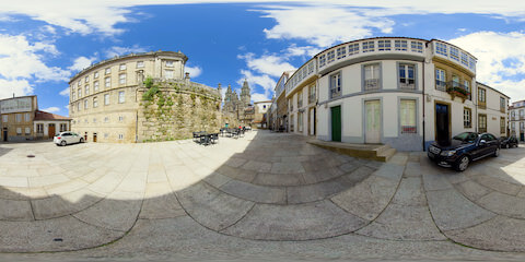 Santiago De Compostella Street With View To Cathedral
