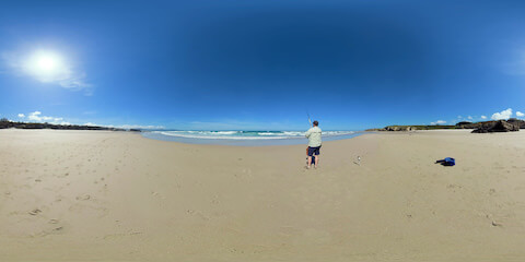 Beach Fisherman Casting And Reeling