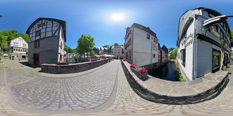 Fachwerk Houses Surrounding Marketplace In Historic German Country Town