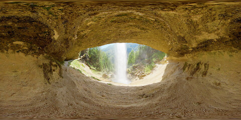 Gushing Waterfall Transecting Cave Entrance