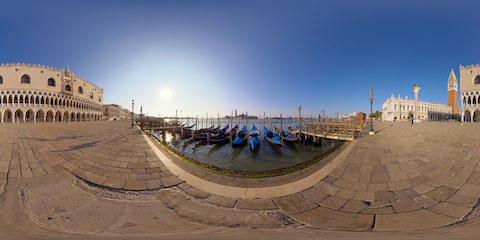 Gondolas On Canale Grande Near Doge's Palace
