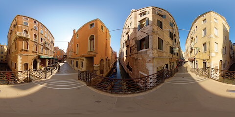 Bridge Over Narrow Canal In Central Venice