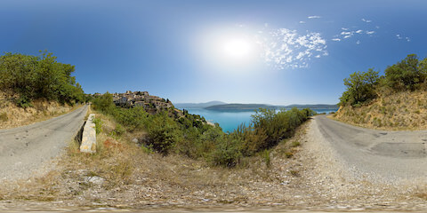 Picturesque Hillside Village Overlooking Recreational Lake