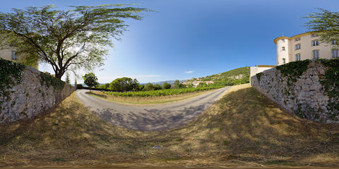 Scenic Provencale Landscape Near Castle Stone Wall
