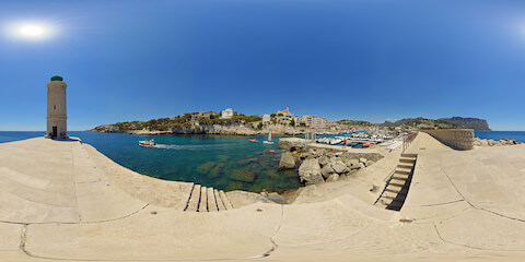 Boats And Yachts At Mediteranen Marina And Lighthouse 