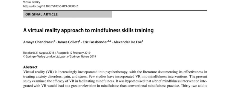 Research Study - A virtual reality approach to mindfulness skills training