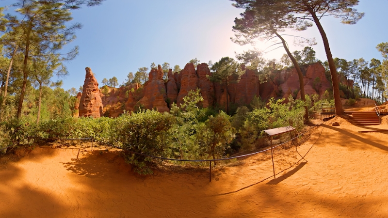 Vivid ochre trail in Roussillon, Provence.
